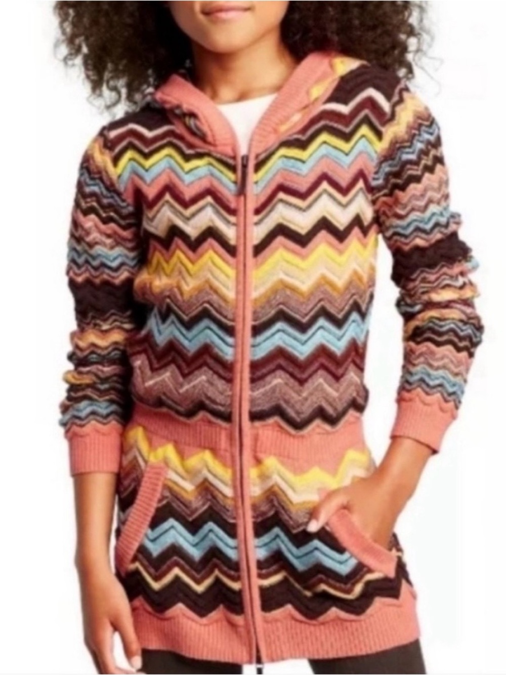 Missoni for Target Girls Zigzag Knit Zip-up Sweater Hoodie
